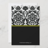 Damask Olive Green Bridal Shower Invitation Kaart (Achterkant)