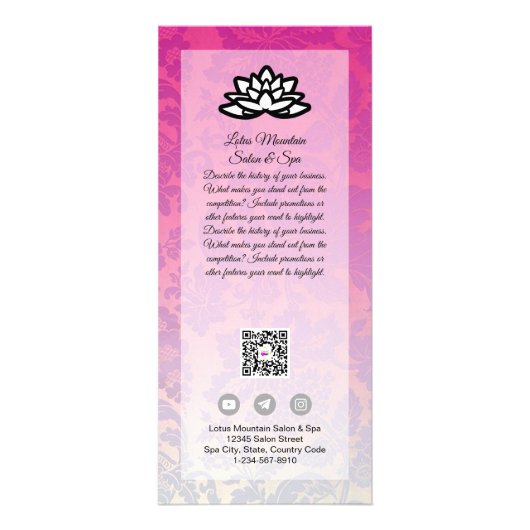  Damask Ombre Salon Spa Kaart Sjabloon (Voorkant)