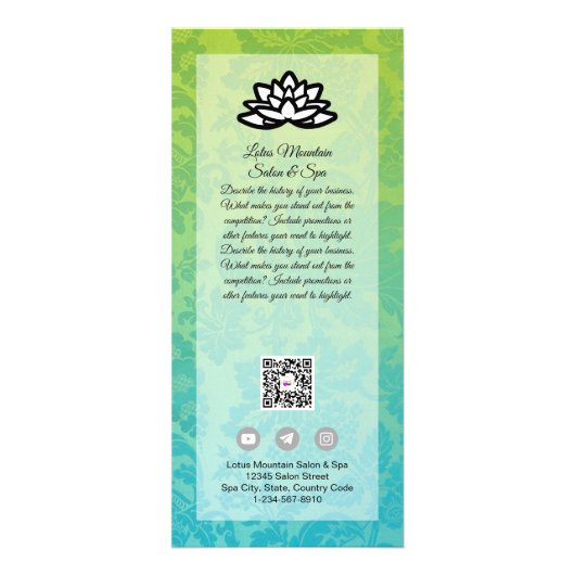  Damask Ombre Salon Spa Kaart Sjabloon (Voorkant)