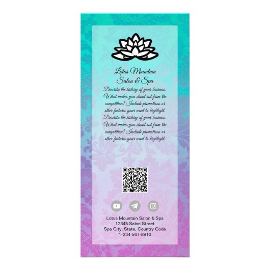  Damask Ombre Salon Spa Kaart Sjabloon (Voorkant)