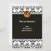 DAMASK ORANJE AGATE MONOGRAM, zwart en wit Kaart (Achterkant)