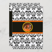 DAMASK ORANJE AGATE MONOGRAM, zwart en wit Kaart (Voorkant / Achterkant)