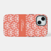 Damask oranje emberglow naam iPhone 15 case (Achterkant horizontaal)