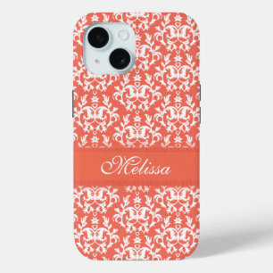 Damask oranje emberglow name iPhone 15 case