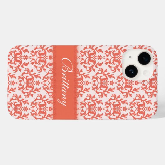 Damask oranje emberglow name iphone Case-Mate iPhone case (Achterkant (horizontaal))