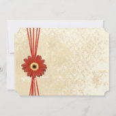 Damask Oranje Gerber Daisy Wedding Invitation Kaart (Achterkant)