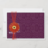 Damask Oranje Paars Gerber Daisy Wedding Invite Kaart (Achterkant)