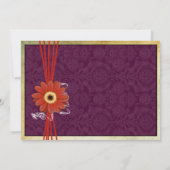 Damask Oranje Paars Gerber Daisy Wedding Invite Kaart (Achterkant)