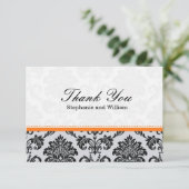 Damask Oranje Wedding Hartelijk dank Bedankkaart (Staand voorkant)