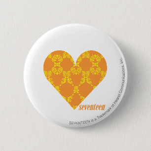 Damask Oranje-Yellow 2 Ronde Button 5,7 Cm