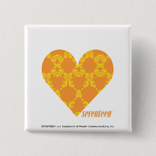 Damask Oranje-Yellow 2 Vierkante Button 5,1 Cm