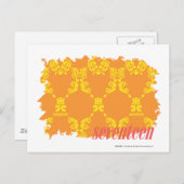 Damask Oranje-Yellow 4 Briefkaart (Voorkant / Achterkant)