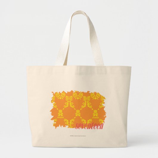 Damask Oranje-Yellow 4 Grote Tote Bag (Voorkant)
