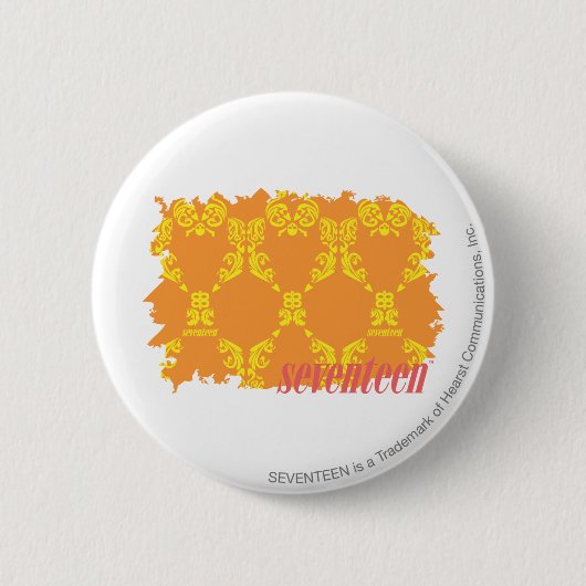 Damask Oranje-Yellow 4 Ronde Button 5,7 Cm (Voorkant)