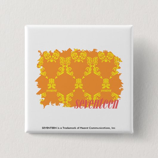 Damask Oranje-Yellow 4 Vierkante Button 5,1 Cm (Voorkant)