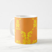 Damask Oranje-Yellow Koffiemok (Voorkant links)