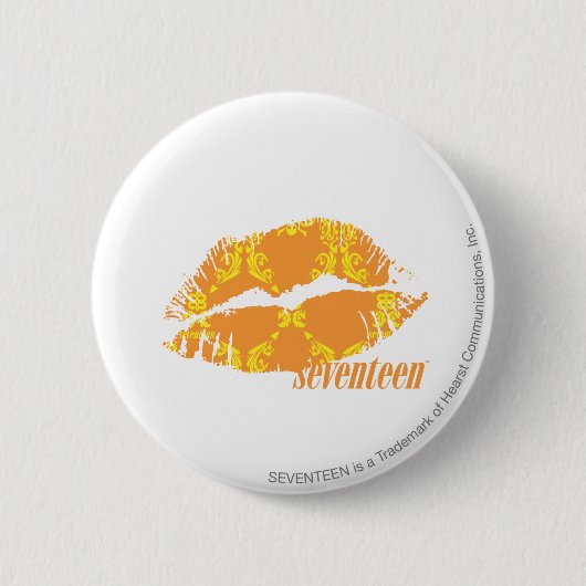 Damask Oranje-Yellow Ronde Button 5,7 Cm (Voorkant)