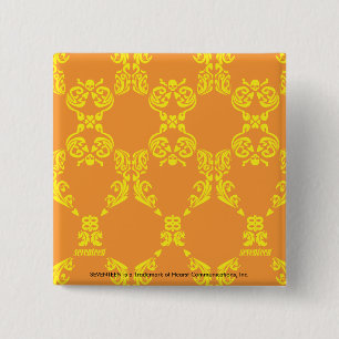 Damask Oranje-Yellow Vierkante Button 5,1 Cm