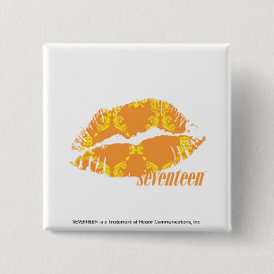 Damask Oranje-Yellow Vierkante Button 5,1 Cm