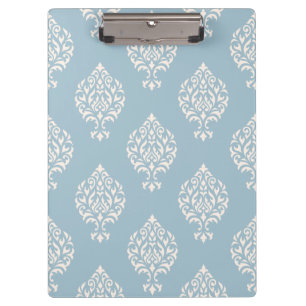 Damask Ornamental Pattern Cream on Blue Klembord
