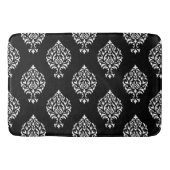 Damask Ornamental Pattern White op Black Badmat (Voorkant)