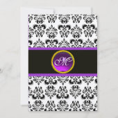DAMASK PAARS AMETHYST MONOGRAM, zwart en wit Kaart (Voorkant)