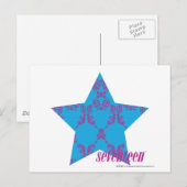 Damask Paars-Aqua 2 Briefkaart (Voorkant / Achterkant)