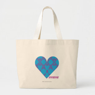 Damask Paars-Aqua 3 Grote Tote Bag