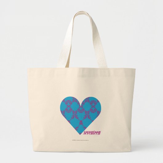 Damask Paars-Aqua 3 Grote Tote Bag (Voorkant)