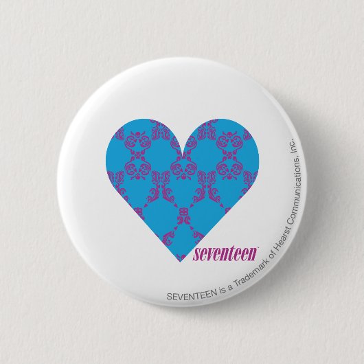Damask Paars-Aqua 3 Ronde Button 5,7 Cm (Voorkant)