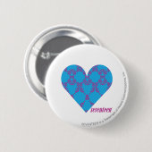 Damask Paars-Aqua 3 Ronde Button 5,7 Cm (Voorkant /achterkant)