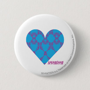 Damask Paars-Aqua 3 Ronde Button 5,7 Cm