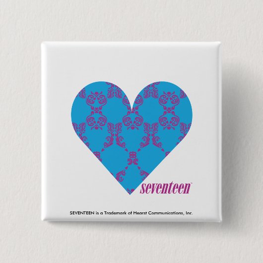 Damask Paars-Aqua 3 Vierkante Button 5,1 Cm (Voorkant)