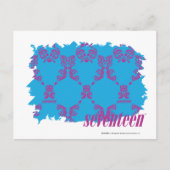 Damask Paars-Aqua 4 Briefkaart (Voorkant)
