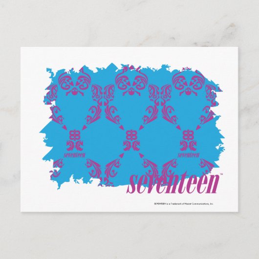 Damask Paars-Aqua 4 Briefkaart (Voorkant)
