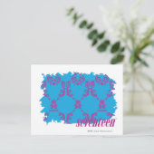 Damask Paars-Aqua 4 Briefkaart (Staand voorkant)