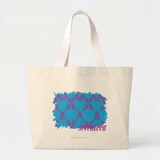 Damask Paars-Aqua 4 Grote Tote Bag (Voorkant)