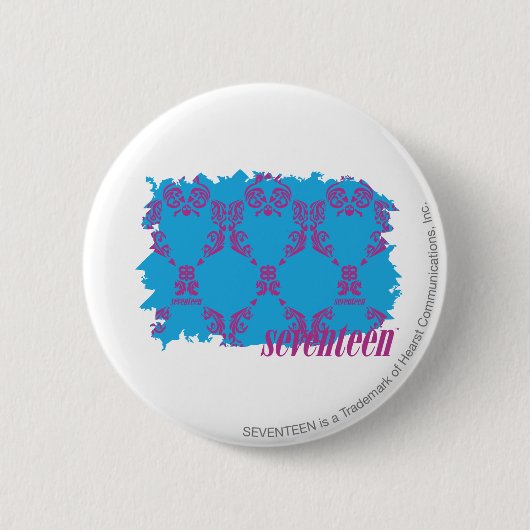 Damask Paars-Aqua 4 Ronde Button 5,7 Cm (Voorkant)