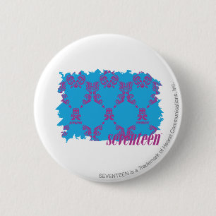 Damask Paars-Aqua 4 Ronde Button 5,7 Cm