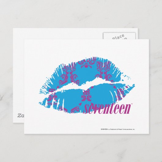 Damask Paars-Aqua Briefkaart (Voorkant / Achterkant)