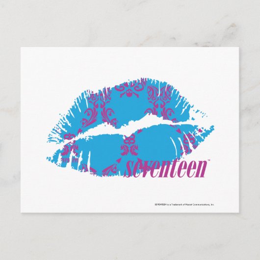 Damask Paars-Aqua Briefkaart (Voorkant)