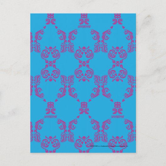 Damask Paars-Aqua Briefkaart (Voorkant)