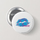 Damask Paars-Aqua Ronde Button 5,7 Cm (Voorkant /achterkant)