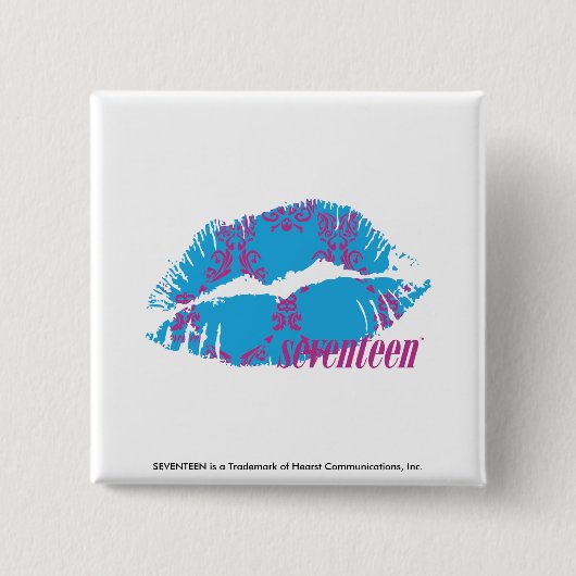 Damask Paars-Aqua Vierkante Button 5,1 Cm (Voorkant)