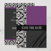 Damask Paars bewaart de Date Kaart (Voorkant / Achterkant)
