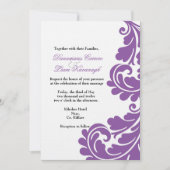 Damask Paars en White Wedding-uitnodiging - Aangep Kaart (Voorkant)