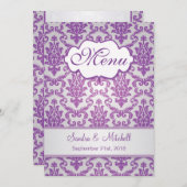 Damask paars op het zilveren bruiloft-menu menu (Voorkant / Achterkant)