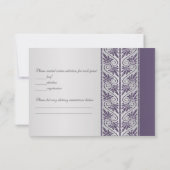Damask paars op zilver Huwelijksjubileum RSVP (Achterkant)