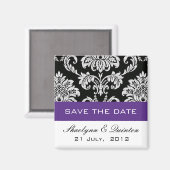Damask Paars Save the Date Wedding Announounding Magneet (Voorkant / Achterkant)