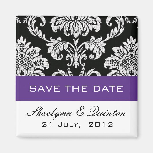 Damask Paars Save the Date Wedding Announounding Magneet (Voorkant)